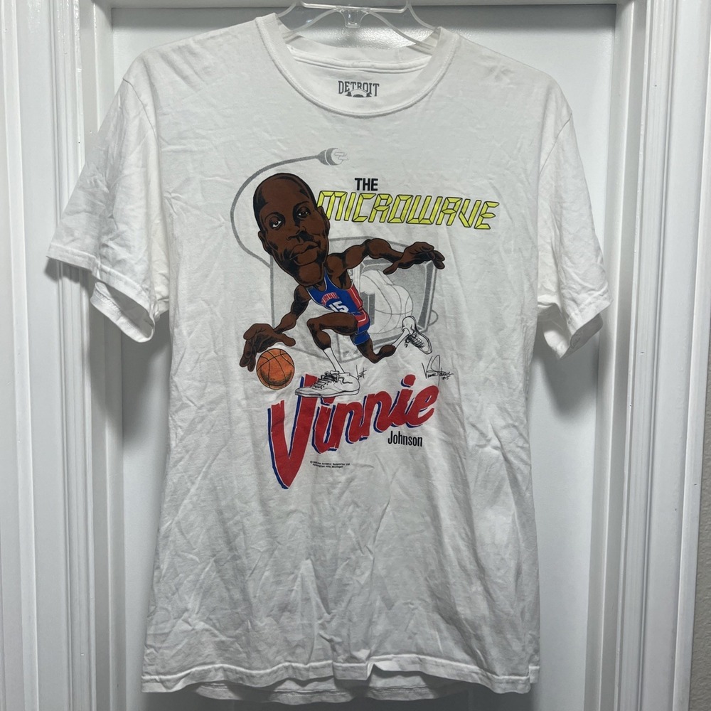 Vintage Vinnie Johnson Detroit Pistons Microwave T Shirt Size LARGE Screen Stars